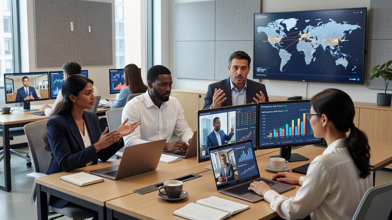 Globales NordFinTech-Team beim internationalen Video-Call